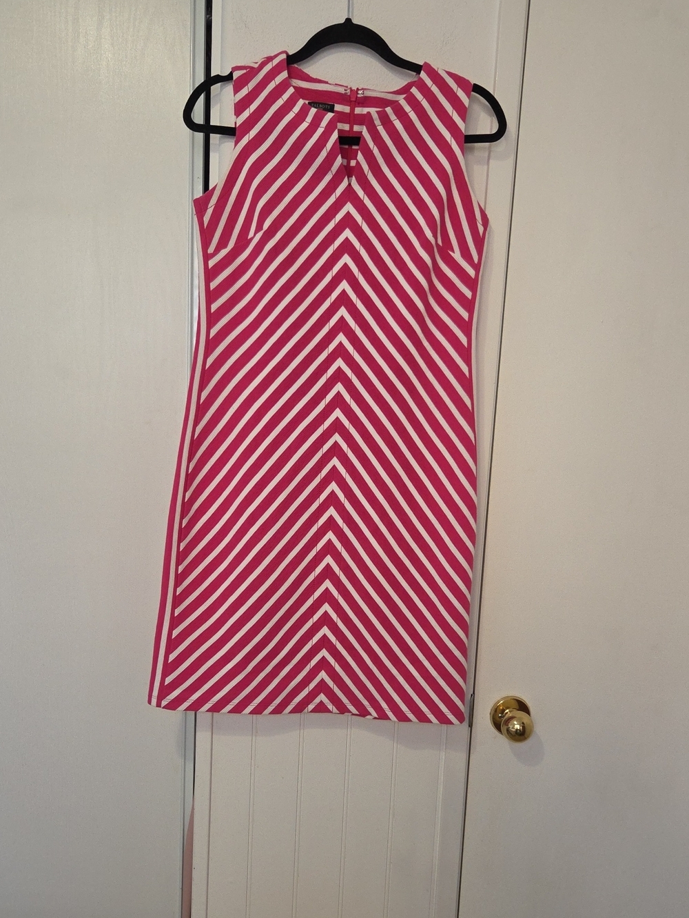 Talbots Pink and White Striped Midi Shift Dress